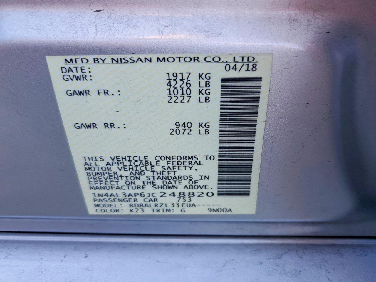 2018 Nissan Altima 2.5