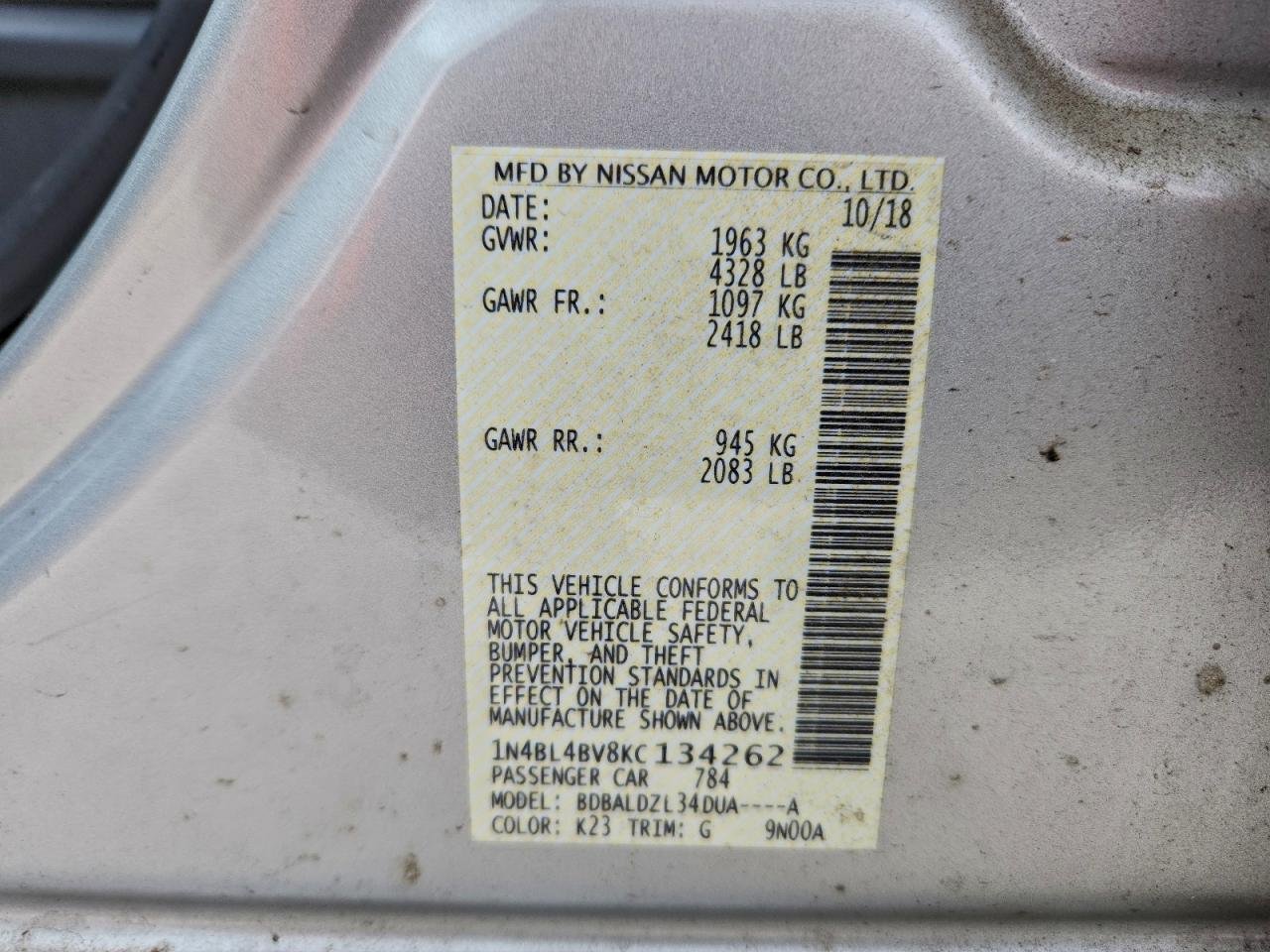 2019 Nissan Altima S