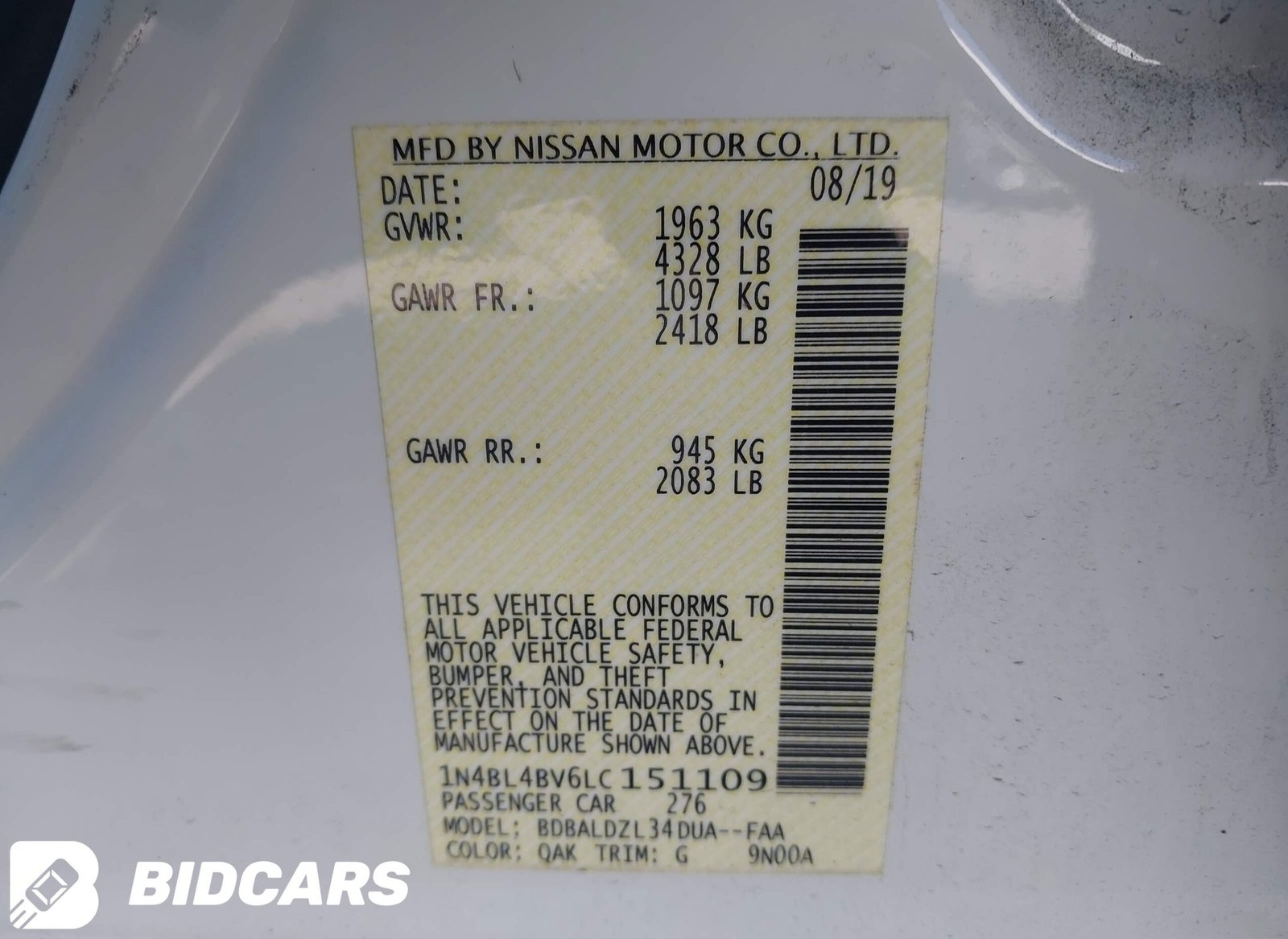 2020 Nissan Altima S Fwd