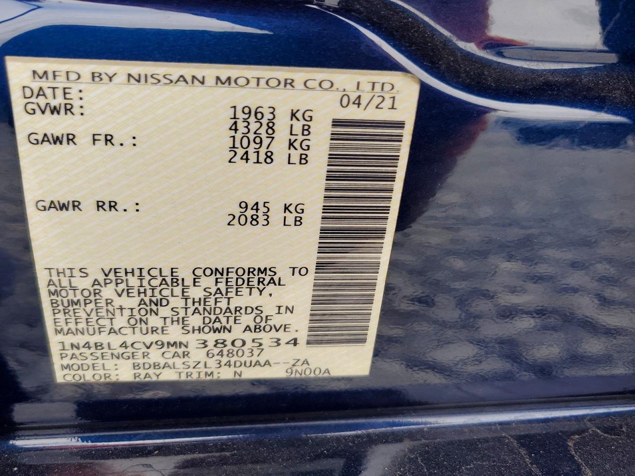 2021 Nissan Altima SR